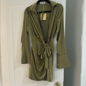 Charlie Holiday Sage Satin Dress